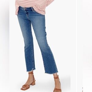 Hatch Maternity Crop Blue Jeans